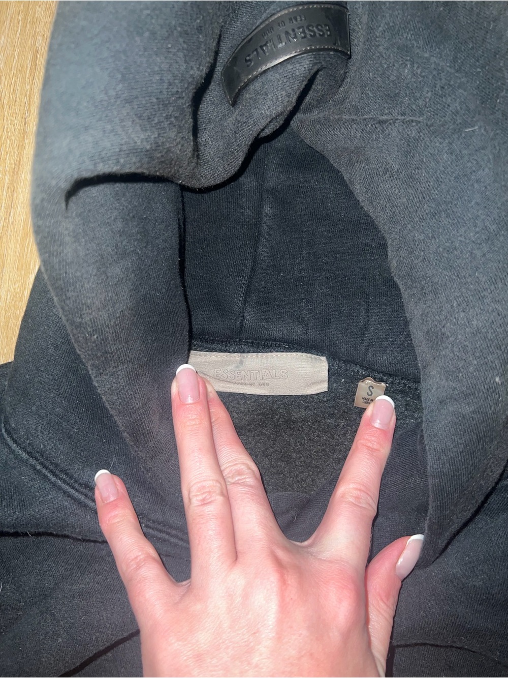 Essentials | Essentials Black Hoodie Sweatshirt View 6